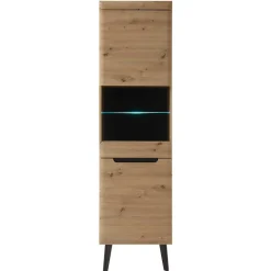 Wohnen Vitrinen<53x197x40 Wohnzimmerschrank 2-türig mit Glas - Olcian