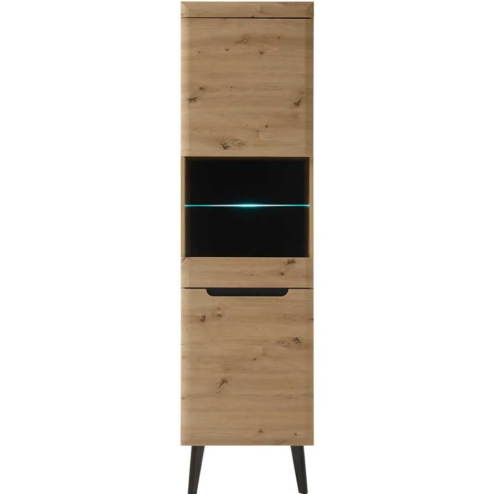 Wohnen Vitrinen<53x197x40 Wohnzimmerschrank 2-türig mit Glas - Olcian