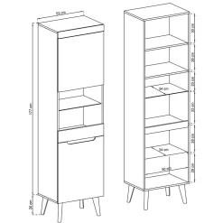 Wohnen Vitrinen<53x197x40 Wohnzimmerschrank 2-türig mit Glas - Olcian