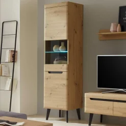 Wohnen Vitrinen<53x197x40 Wohnzimmerschrank 2-türig mit Glas - Olcian