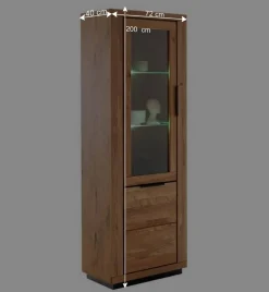 Wohnen Vitrinen<72x200x40 Wohnzimmervitrine teilmassiv - Vlacoma