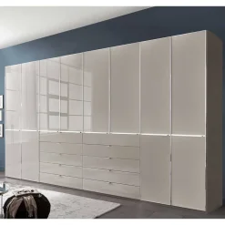 Wohnen Kleiderschränke|Schränke<XXL-Kleiderschrank in Hellgrau mit Glasfront - Nucina