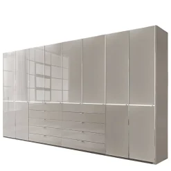 Wohnen Kleiderschränke|Schränke<XXL-Kleiderschrank in Hellgrau mit Glasfront - Nucina