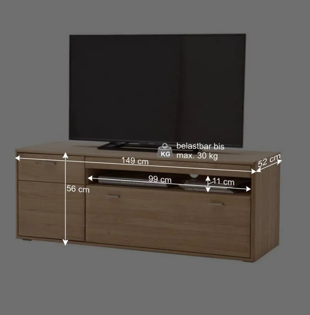 Wohnen Tv & Hifi-Möbel|Lowboards<Zeitloses TV Element in Eiche Bianco - Vernella