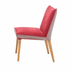 Wohnen Stühle<Zweifarbige Esszimmerstühle in Rot & Beige Stoff Laudion mit Eiche Natur (2er Set)