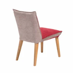 Wohnen Stühle<Zweifarbige Esszimmerstühle in Rot & Beige Stoff Laudion mit Eiche Natur (2er Set)