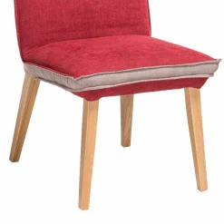 Wohnen Stühle<Zweifarbige Esszimmerstühle in Rot & Beige Stoff Laudion mit Eiche Natur (2er Set)