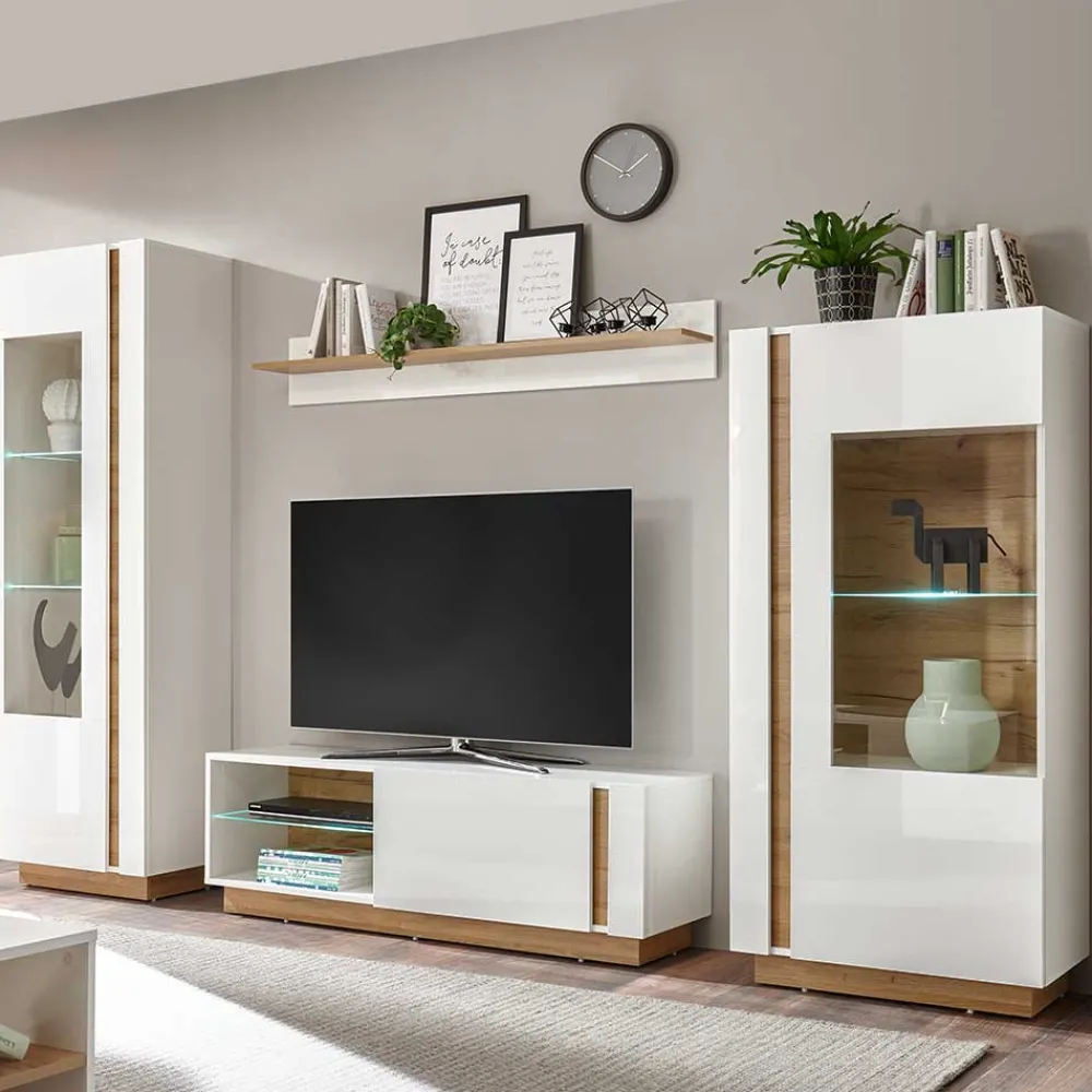 Wohnen Wohnwände<Zweifarbige Wohnzimmer Möbel Kombi - Myrda (vierteilig)