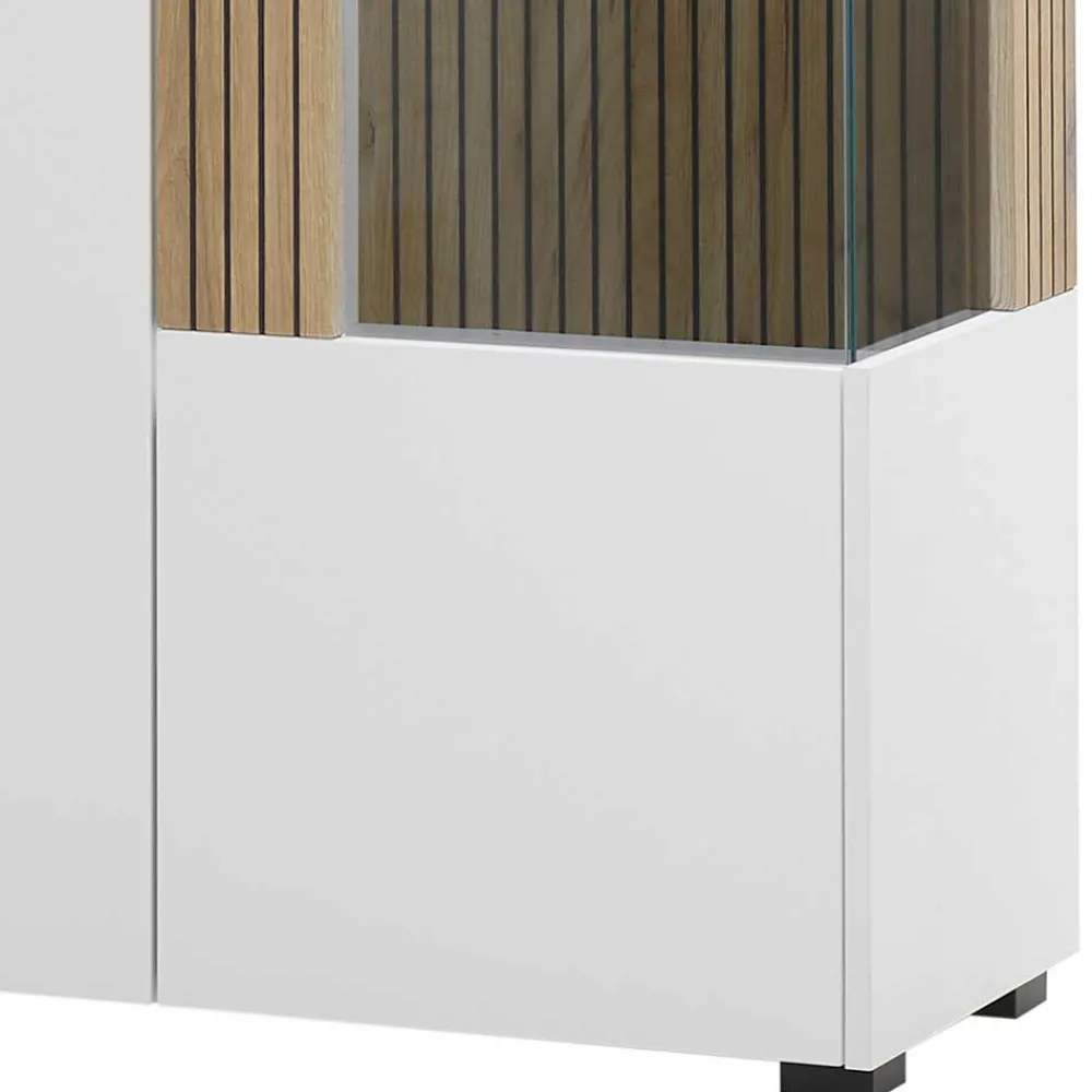 Wohnen Vitrinen<Zweifarbige Wohnzimmervitrine modern - Nenaloro