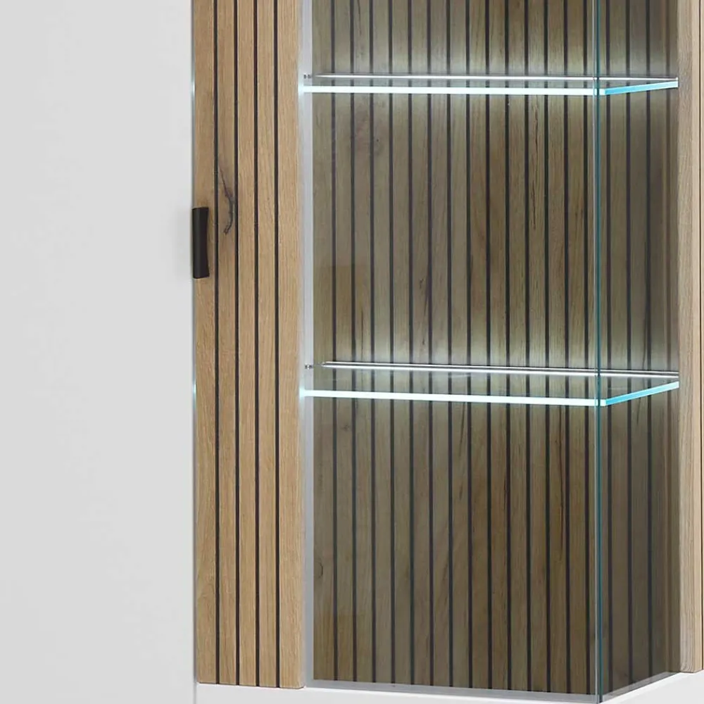 Wohnen Vitrinen<Zweifarbige Wohnzimmervitrine modern - Nenaloro