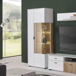Wohnen Vitrinen<Zweifarbige Wohnzimmervitrine modern - Nenaloro