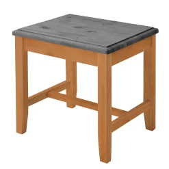 Wohnen Hocker<Zweifarbiger Holzhocker in Laugenfarbig und Grau - Eshelas