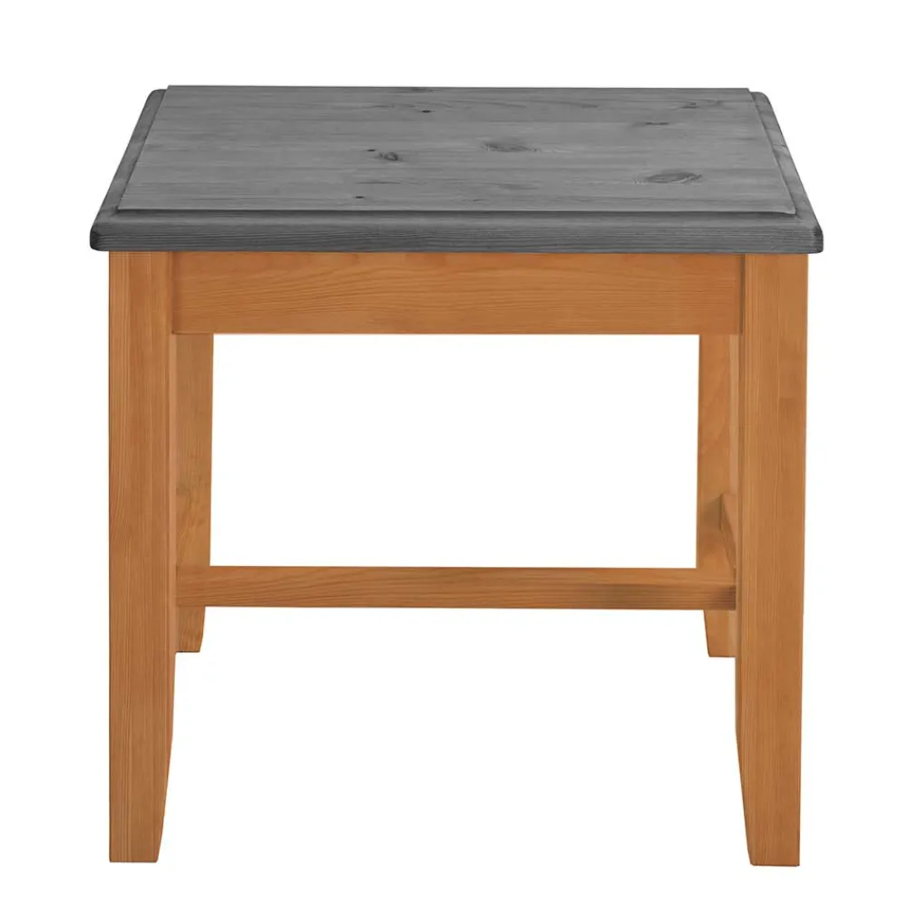 Wohnen Hocker<Zweifarbiger Holzhocker in Laugenfarbig und Grau - Eshelas