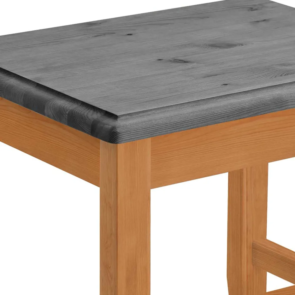Wohnen Hocker<Zweifarbiger Holzhocker in Laugenfarbig und Grau - Eshelas
