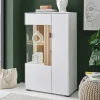 Wohnen Vitrinen<Zweifarbiges Highboard mit Glaseinsatz - Nenaloro
