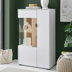 Wohnen Vitrinen<Zweifarbiges Highboard mit Glaseinsatz - Nenaloro