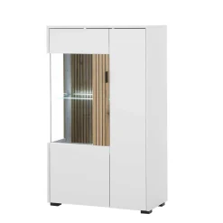 Wohnen Vitrinen<Zweifarbiges Highboard mit Glaseinsatz - Nenaloro