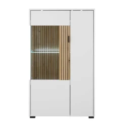 Wohnen Vitrinen<Zweifarbiges Highboard mit Glaseinsatz - Nenaloro