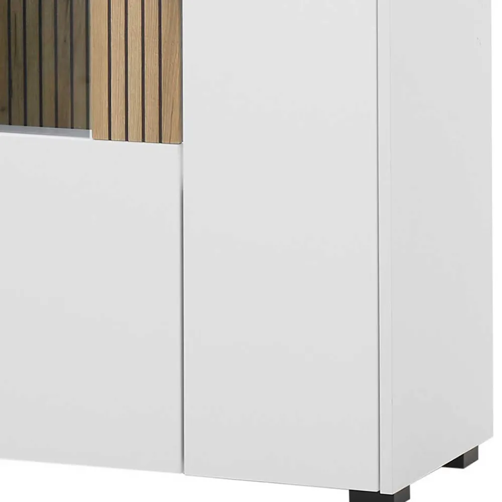 Wohnen Vitrinen<Zweifarbiges Highboard mit Glaseinsatz - Nenaloro