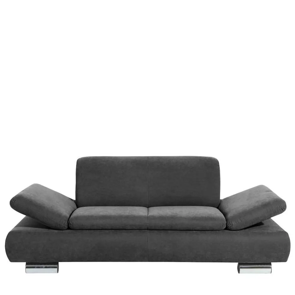 Wohnen Sofas<Zweisitzer Sofa aus Velours Anthrazit - Venezia