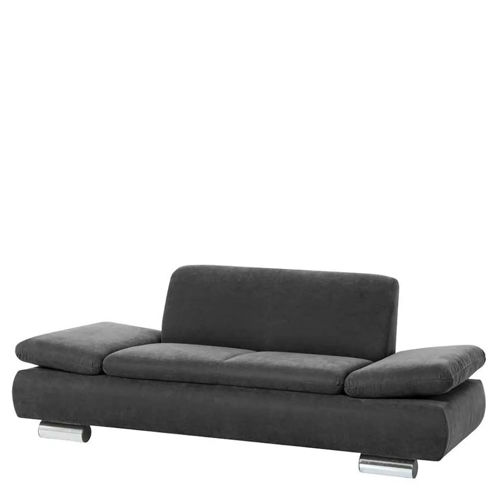 Wohnen Sofas<Zweisitzer Sofa aus Velours Anthrazit - Venezia