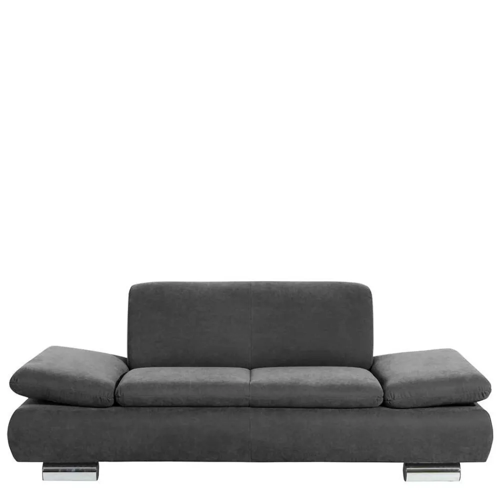 Wohnen Sofas<Zweisitzer Sofa aus Velours Anthrazit - Venezia