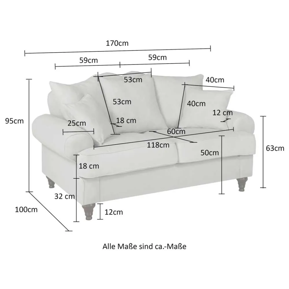 Wohnen Sofas<Zweisitzer Sofa in Beige & Dunkelbraun - Merandes