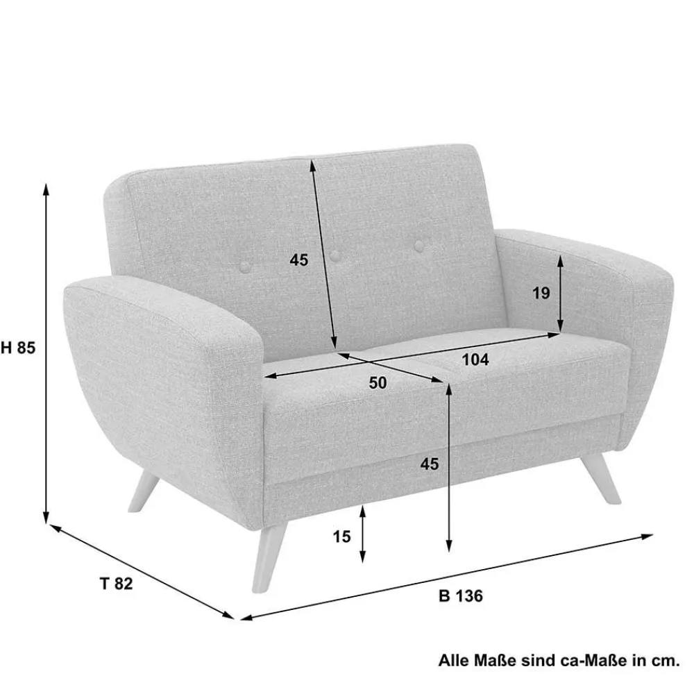 Wohnen Sofas<Zweisitzer Sofa in Grau Microfaser - Durencas