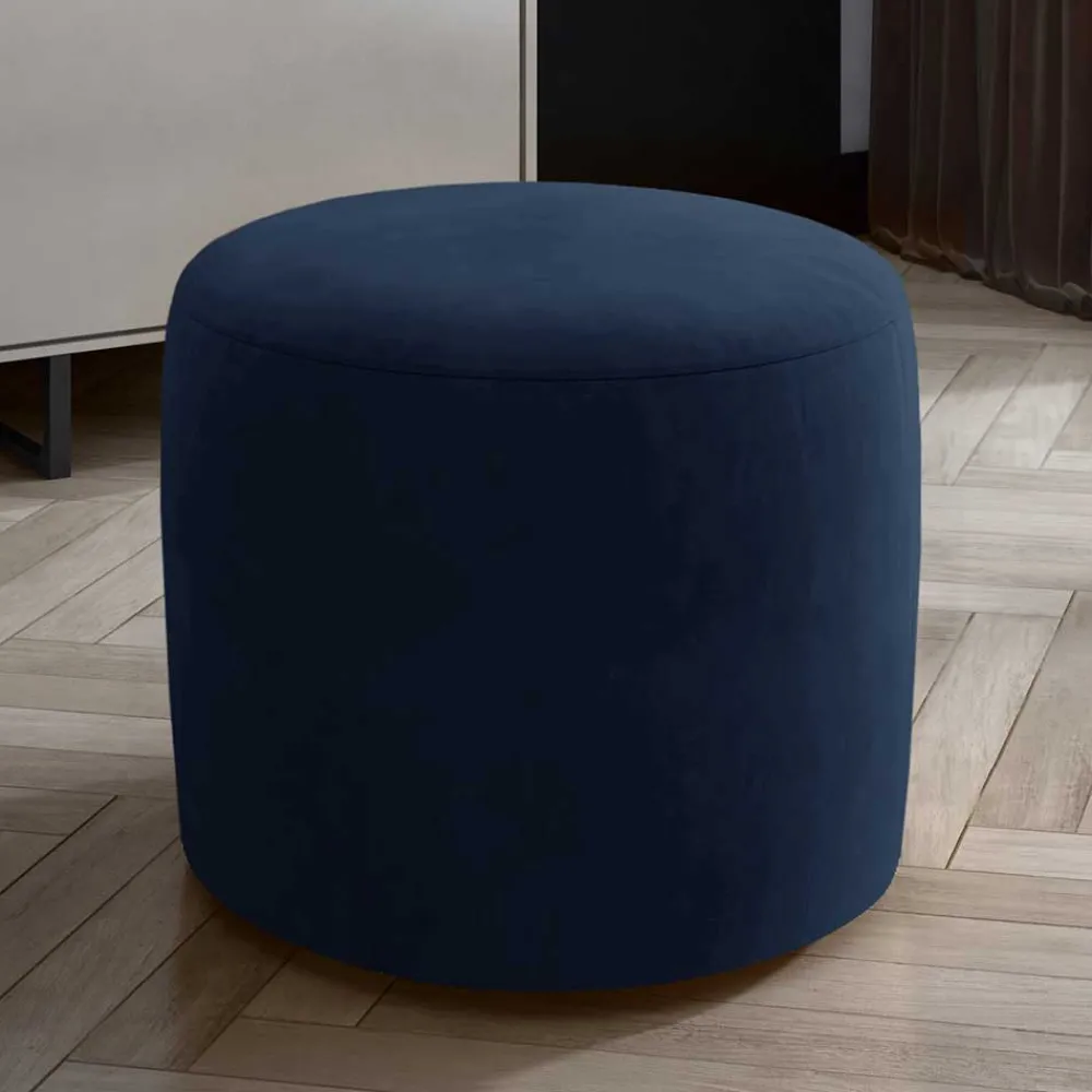 Wohnen Hocker<Zylindrischer Hocker aus dunkelblauem Samt - Citangra